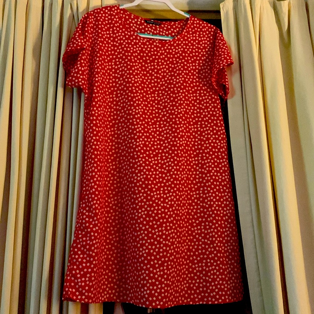 SHEIN dress. Large. Red with white flower pattern